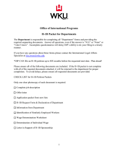 Office of International Programs H-1B Packet for Departments