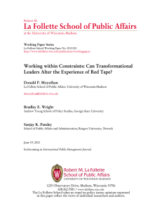 La Follette School of Public Affairs Working within Constraints: Can Transformational