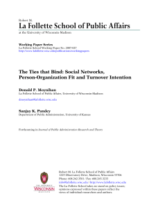 La Follette School of Public Affairs  Person-Organization Fit and Turnover Intention