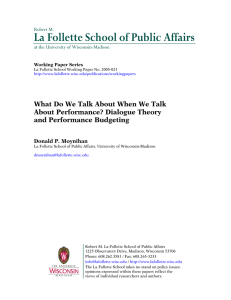 La Follette School of Public Affairs  About Performance? Dialogue Theory