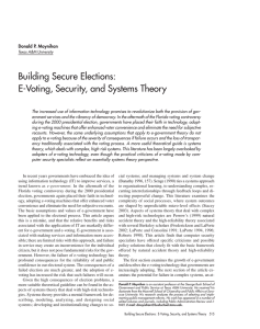 Building Secure Elections: E-Voting, Security, and Systems Theory Donald P. Moynihan