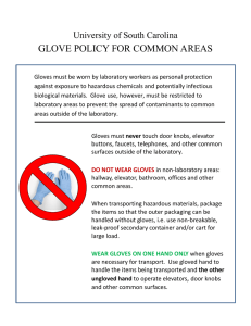 GLOVE POLICY FOR COMMON AREAS University of South Carolina