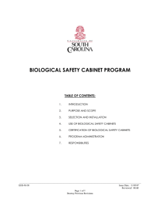 BIOLOGICAL SAFETY CABINET PROGRAM  TABLE OF CONTENTS: