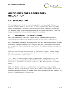 GUIDELINES FOR LABORATORY RELOCATION 1.0  INTRODUCTION