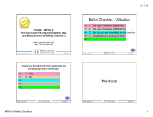 Safety Checklist - Utilization