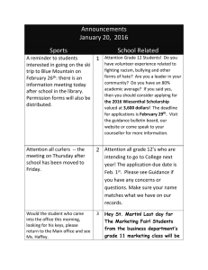 Announcements  January 20,  2016        Sports