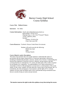 Barren County High School Course Syllabus