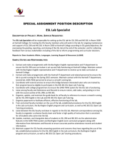 ESL Lab Specialist SPECIAL ASSIGNMENT POSITION DESCRIPTION