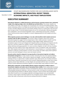 EXECUTIVE SUMMARY STAFF BACKGROUND PAPER FOR G20 SURVEILLANCE NOTE