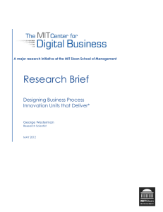 Research Brief Designing Business Process Innovation Units that Deliver*