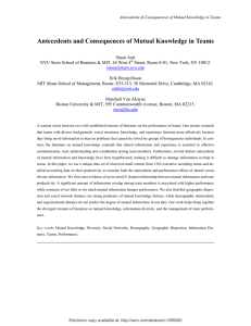Antecedents and Consequences of Mutual Knowledge in Teams