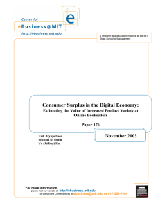 Consumer Surplus in the Digital Economy: November 2003