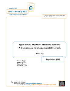 Agent-Based Models of Financial Markets: A Comparison with Experimental Markets  September 1999