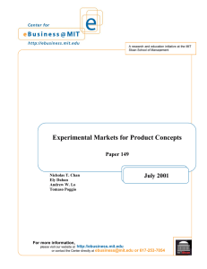 Experimental Markets for Product Concepts July 2001 Paper 149