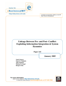 Linkage Between Pre- and Post- Conflict: Exploiting Information Integration &amp; System Dynamics