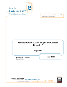 Internet Radio: A New Engine for Content Diversity? May 2001
