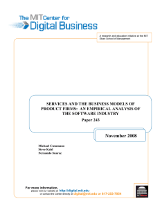 SERVICES AND THE BUSINESS MODELS OF THE SOFTWARE INDUSTRY Paper 243