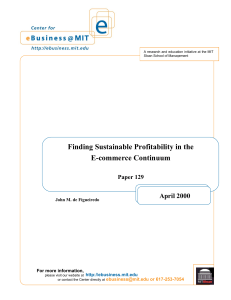 Finding Sustainable Profitability in the E-commerce Continuum  April 2000