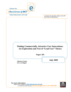 Finding Commercially Attractive User Innovations: July 2003