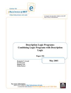 Description Logic Programs: Combining Logic Programs with Description Logic May 2003