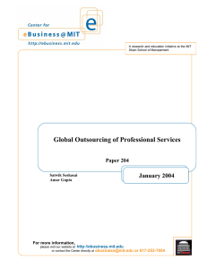 Global Outsourcing of Professional Services January 2004 Paper 204
