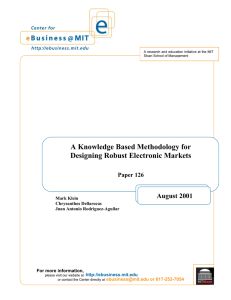 A Knowledge Based Methodology for Designing Robust Electronic Markets  August 2001