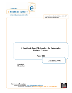 January 2006  A Handbook-Based Methodology for Redesigning Business Processes
