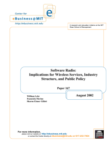 Software Radio: Implications for Wireless Services, Industry Structure, and Public Policy August 2002
