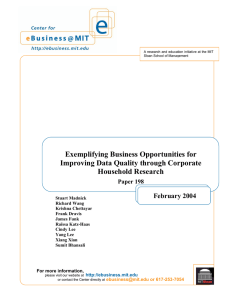Exemplifying Business Opportunities for Improving Data Quality through Corporate Household Research