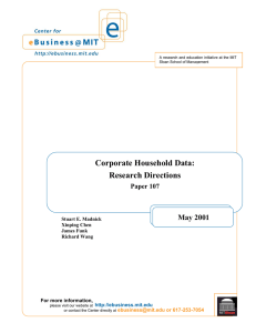 Corporate Household Data: Research Directions May 2001 Paper 107