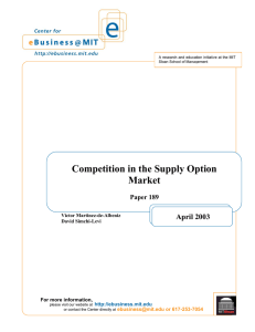 Competition in the Supply Option Market April 2003