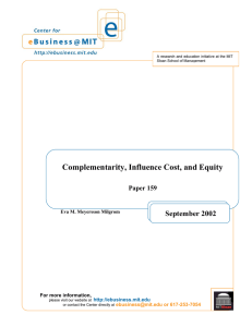 Complementarity, Influence Cost, and Equity September 2002 Paper 159