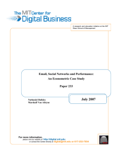 July 2007 Email, Social Networks and Performance: An Econometric Case Study Paper 233