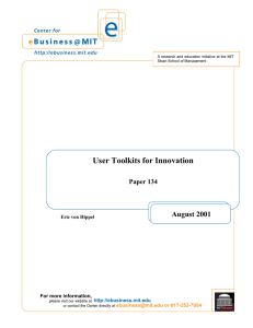 User Toolkits for Innovation August 2001  Paper 134