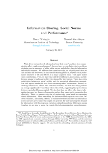 Information Sharing, Social Norms and Performance