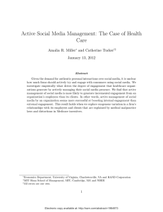 Active Social Media Management: The Case of Health Care Amalia R. Miller