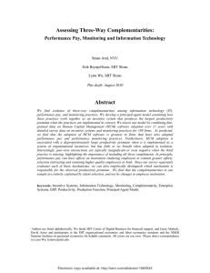 Assessing Three-Way Complementarities: Abstract Performance Pay, Monitoring and Information Technology