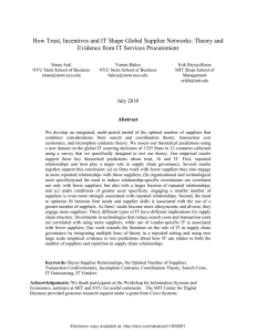 How Trust, Incentives and IT Shape Global Supplier Networks: Theory... Evidence from IT Services Procurement