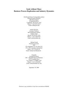 Scale without Mass: Business Process Replication and Industry Dynamics