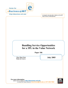 Bundling Service Opportunities for a 3PL in the Value Network July 2003