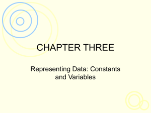 CHAPTER THREE Representing Data: Constants and Variables