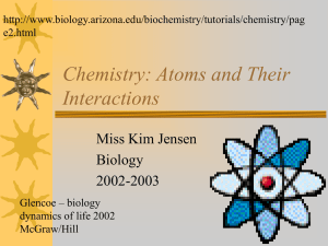 Chemistry: Atoms and Their Interactions Miss Kim Jensen Biology