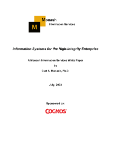 onash Information Systems for the High-Integrity Enterprise