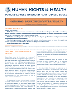 Human Rights &amp; Health PERSONS EXPOSED TO SECOND-HAND TOBACCO SMOKE
