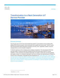 Transformation to a Next Generation IoT Service Provider Executive Summary