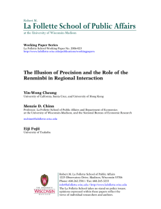 La Follette School of Public Affairs  Renminbi in Regional Interaction