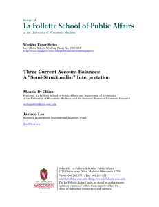 La Follette School of Public Affairs  Three Current Account Balances: