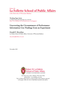 La Follette School of Public Affairs Uncovering the Circumstances of Performance