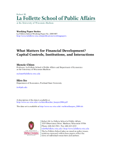 La Follette School of Public Affairs  What Matters for Financial Development?