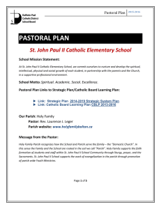 PASTORAL PLAN  Pastoral Plan School Mission Statement: